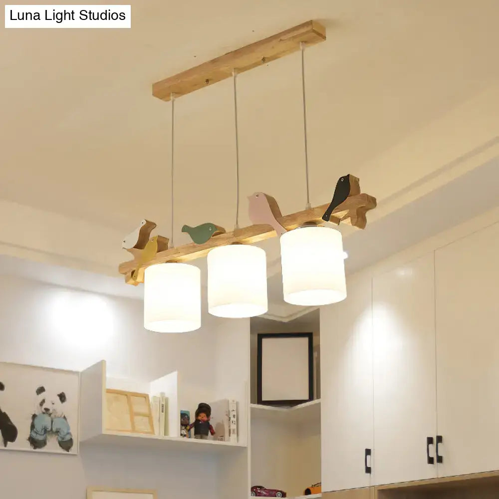 Cream Wood Pendant Light