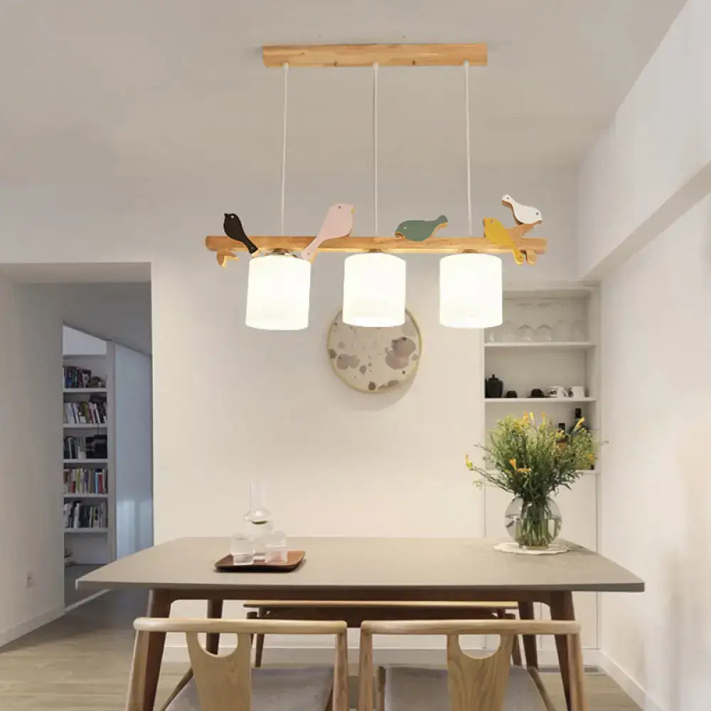 Cream Wood Pendant Light