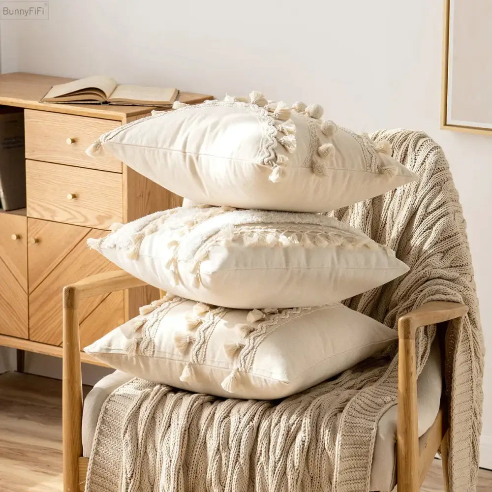 Ivory Pompom Tassel Pillow