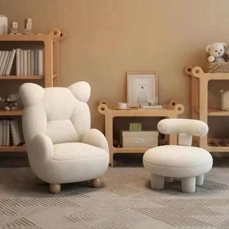 Beige Lamb Velvet Chair