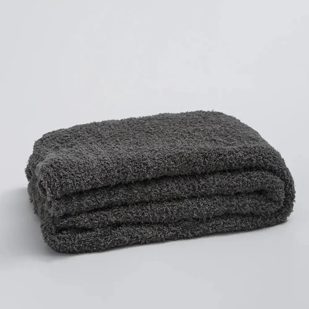 Beige Knitted Throw Blanket