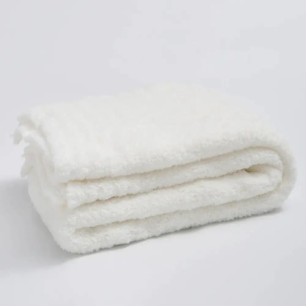 Beige Knitted Throw Blanket