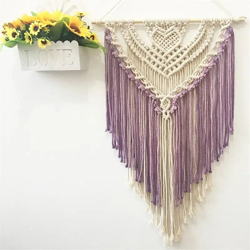 Lavender Macrame Cotton Tapestry