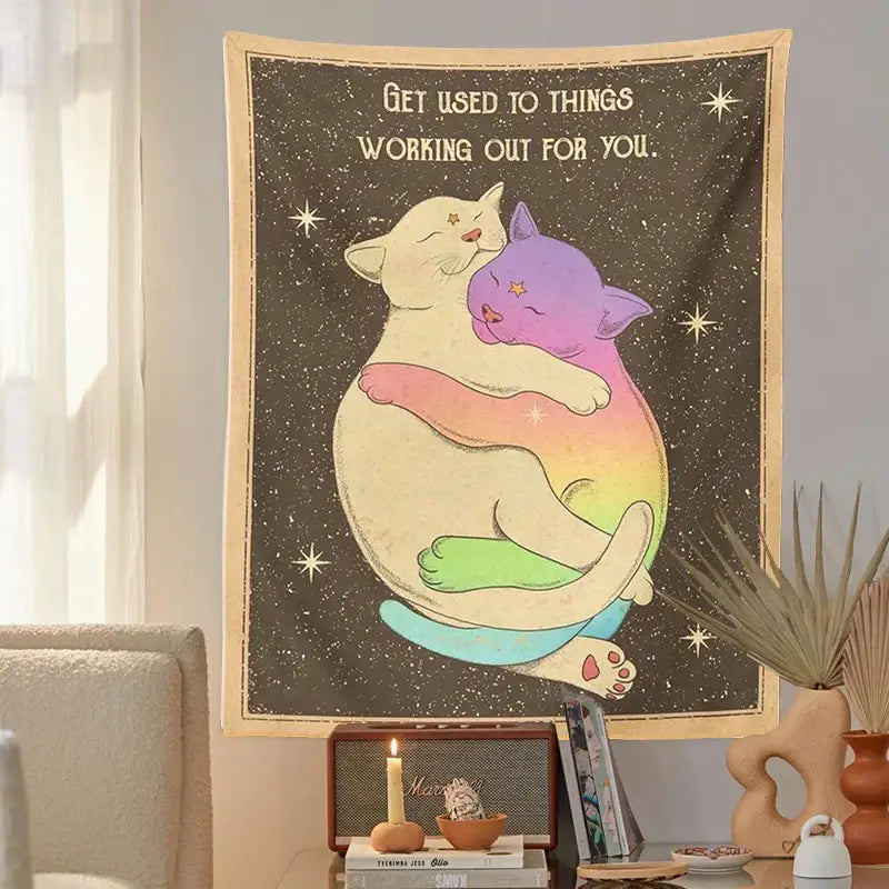 Rainbow Cat Tarot Tapestry