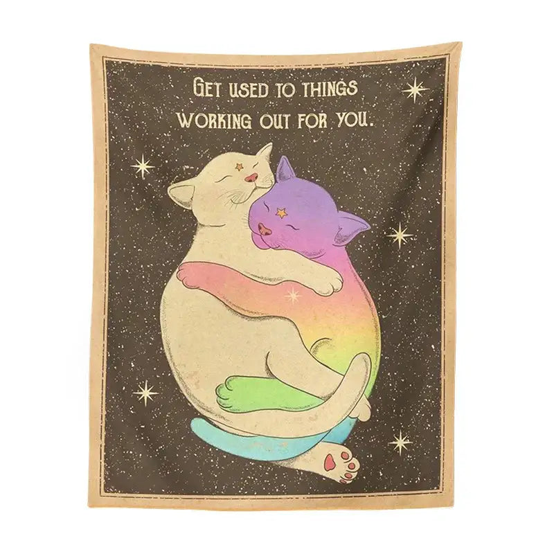 Rainbow Cat Tarot Tapestry