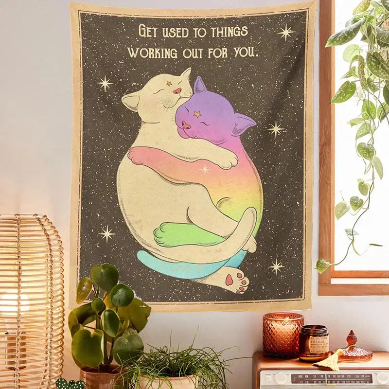 Rainbow Cat Tarot Tapestry