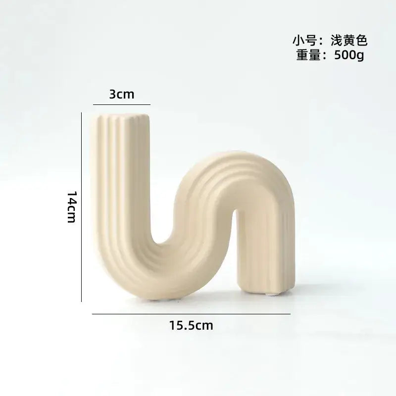 Cream Geometric Ceramic Vase