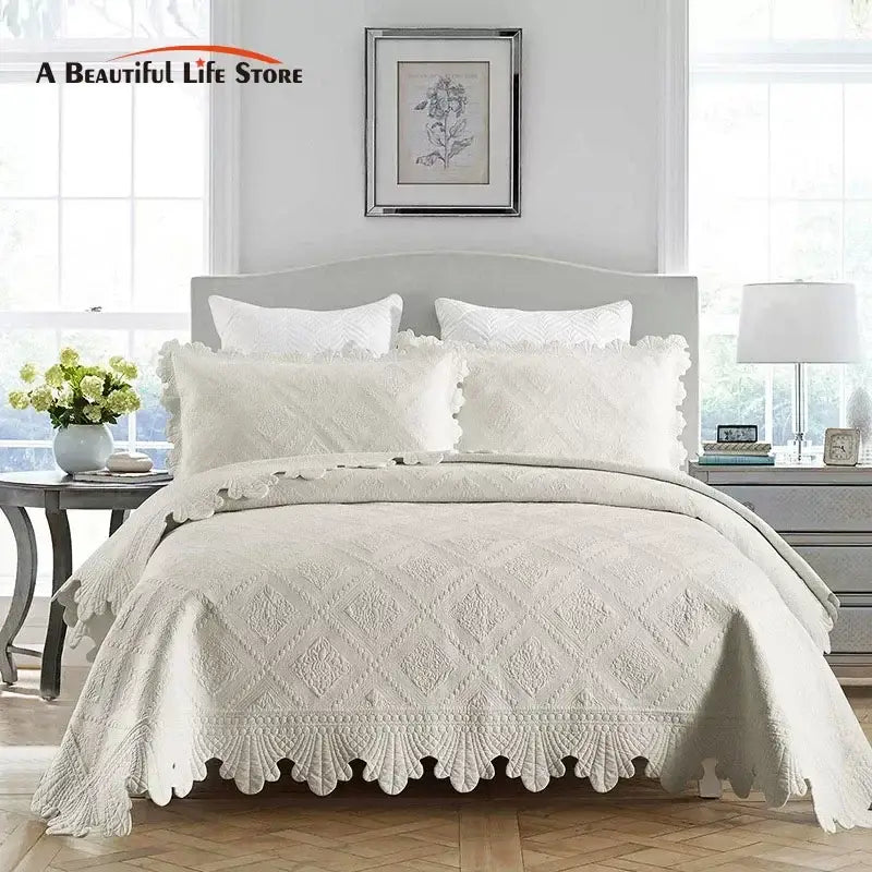 Cream Diamond Cotton Quilt