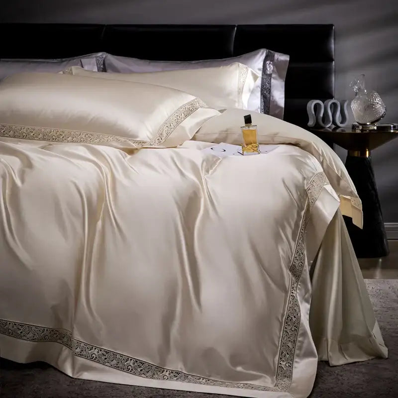 Silver Damask Lyocell Bedding Set
