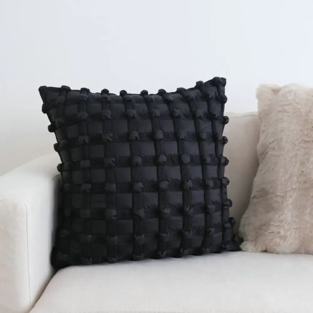 White Plaid Bubble Cushion