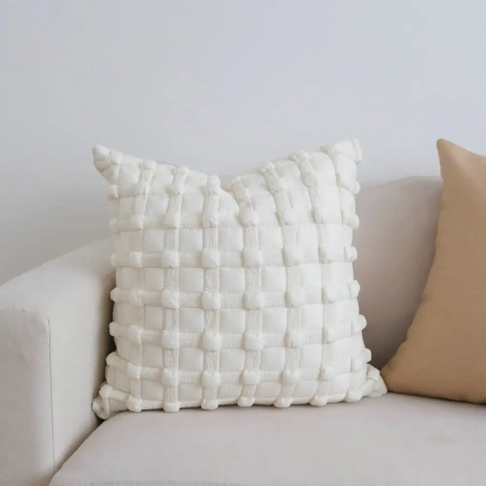 White Plaid Bubble Cushion