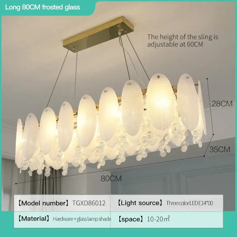 Gold Opal Glass 80cm Chandelier