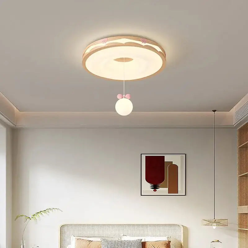 Walnut Round Hanging Light