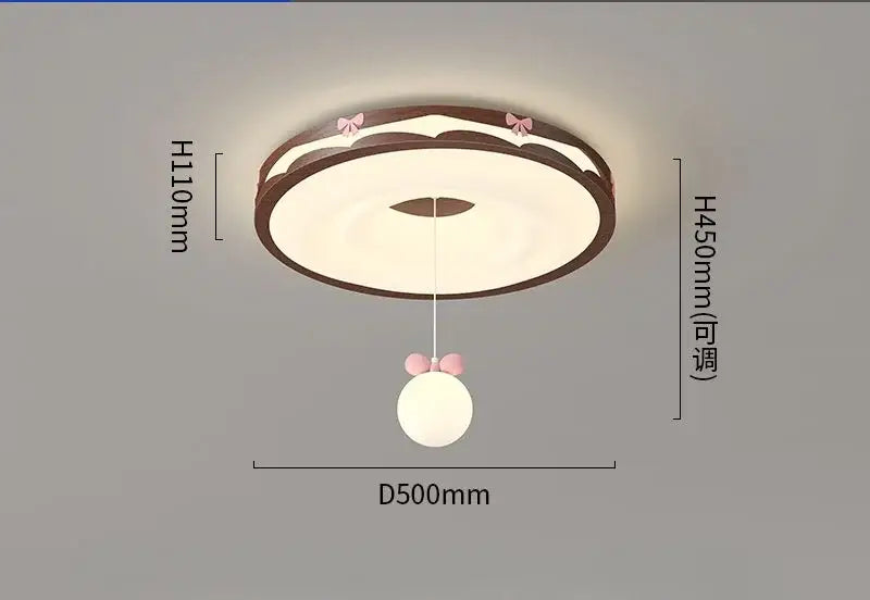 Walnut Round Hanging Light
