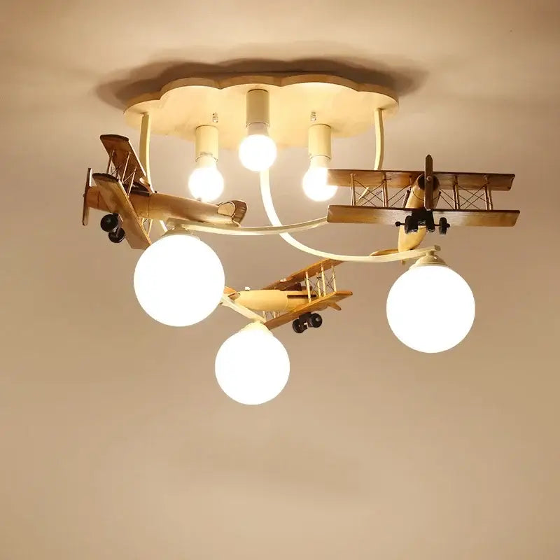 Wooden Airplane Chandelier
