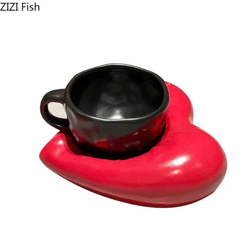 Porcelain Heart Coffee Mug Set