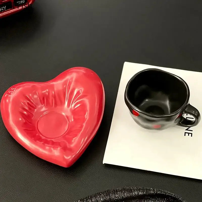 Porcelain Heart Coffee Mug Set