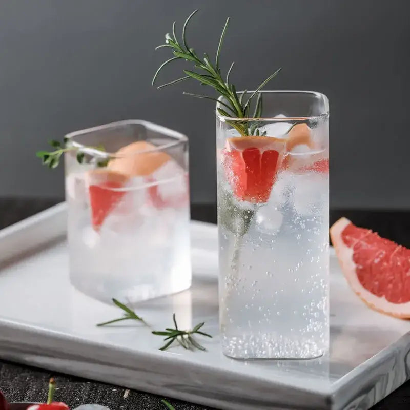 Square Glass Drink Cup