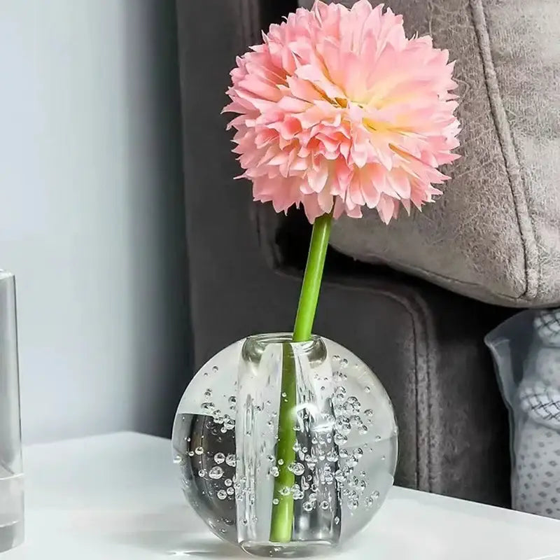 Crystal Bubble Vase Yellow Flowers