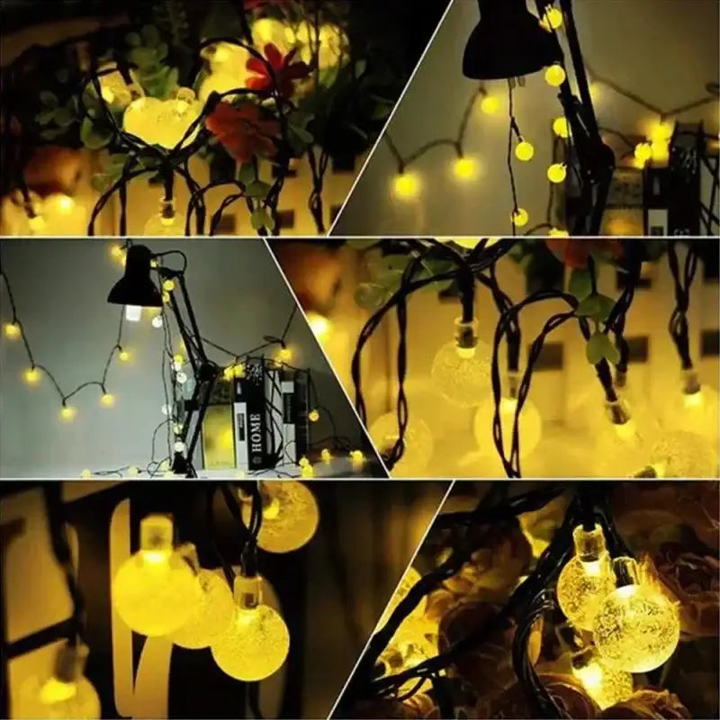 Warm Yellow Solar String Lights