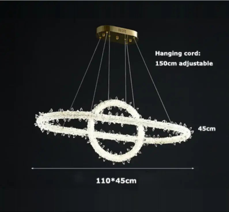 Crystal Ring LED Chandelier Adjustable Rings
