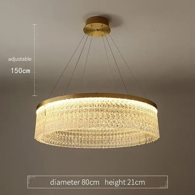 Gold Crystal Pendant Chandelier Remote-Dimmable