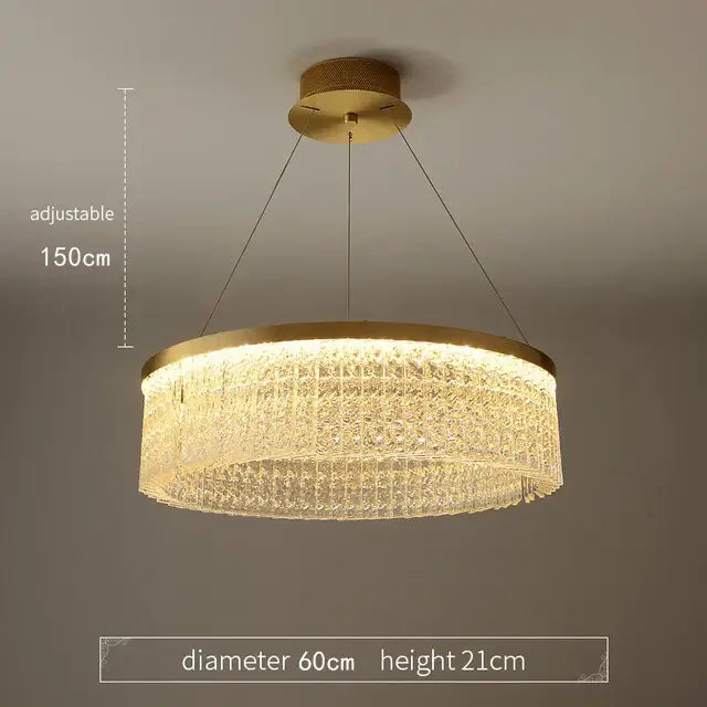 Gold Crystal Pendant Chandelier Remote-Dimmable