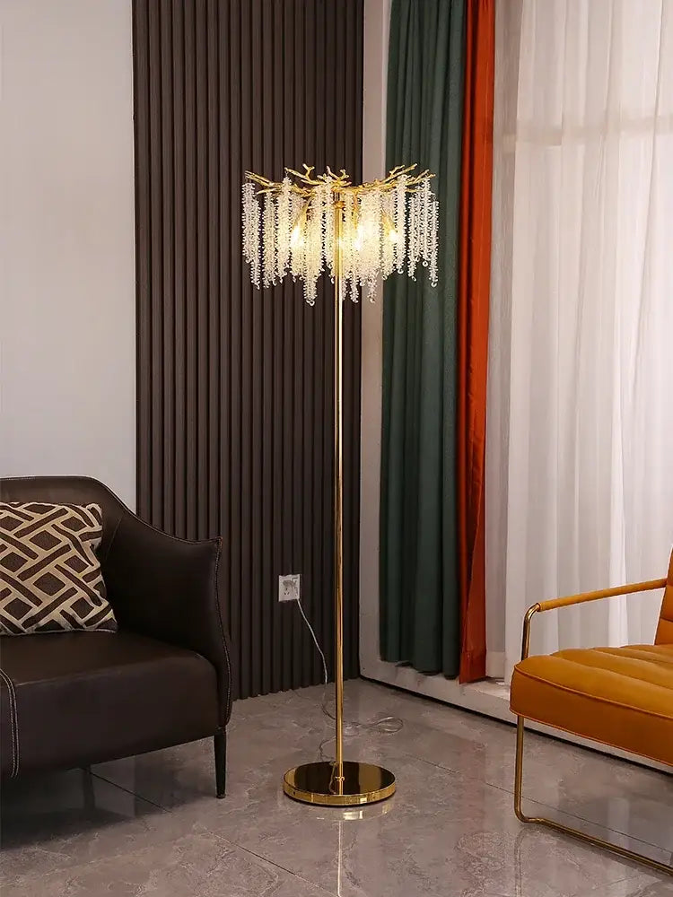 Gold Crystal LED Floor Lamp