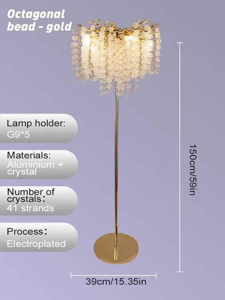 Gold Crystal LED Floor Lamp
