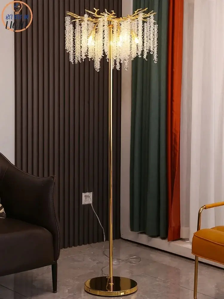 Gold Crystal LED Floor Lamp
