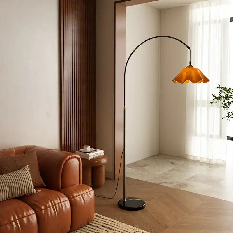 Black Amber Floor Lamp
