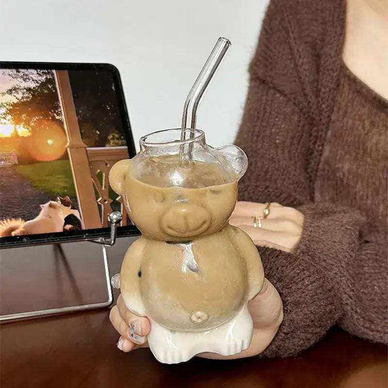 Bear Glass Ceramic Base Cup