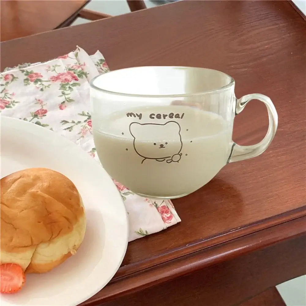 Bear Print Glass Mug