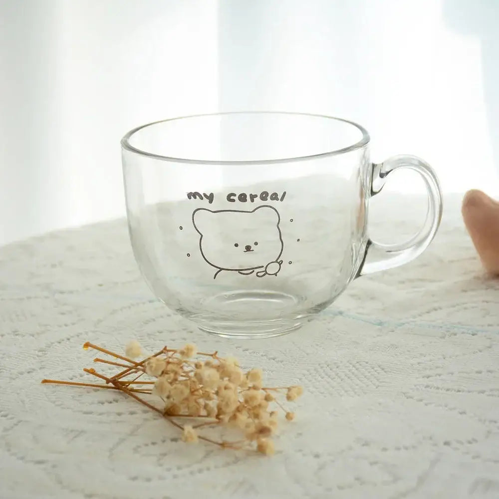 Bear Print Glass Mug
