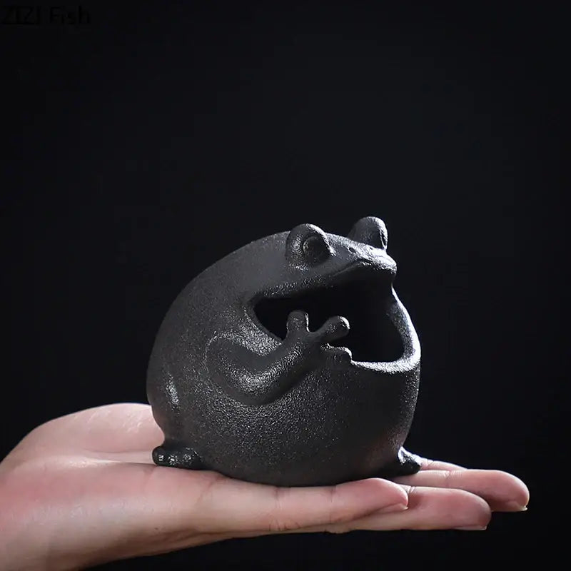 Black Ceramic Frog Ashtray