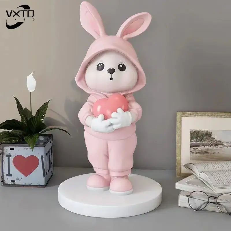 Pink Resin Rabbit Figurine