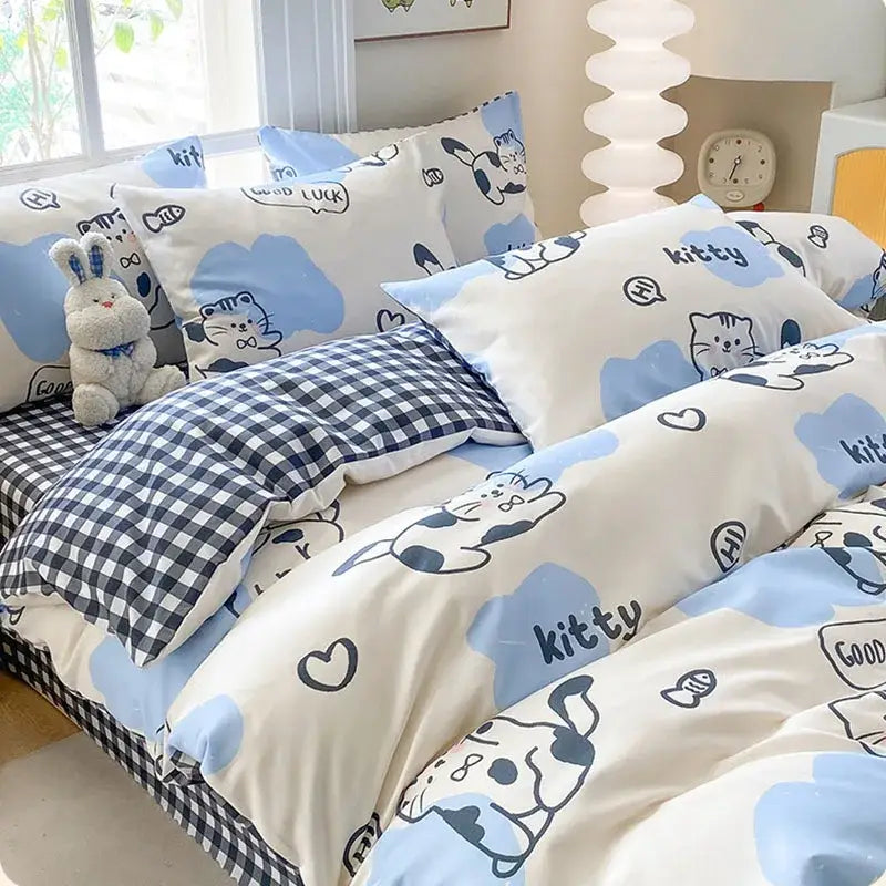 Cream Navy Cotton Duvet
