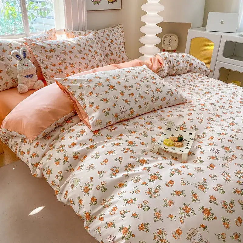 Cream Navy Cotton Duvet