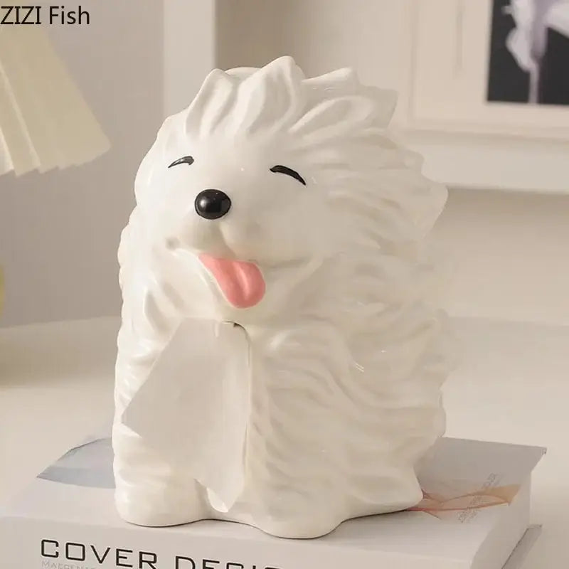 White Poodle Tissue Box