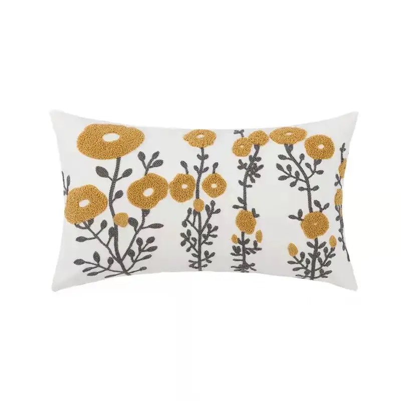 Beige Velvet Floral Pillow Cover