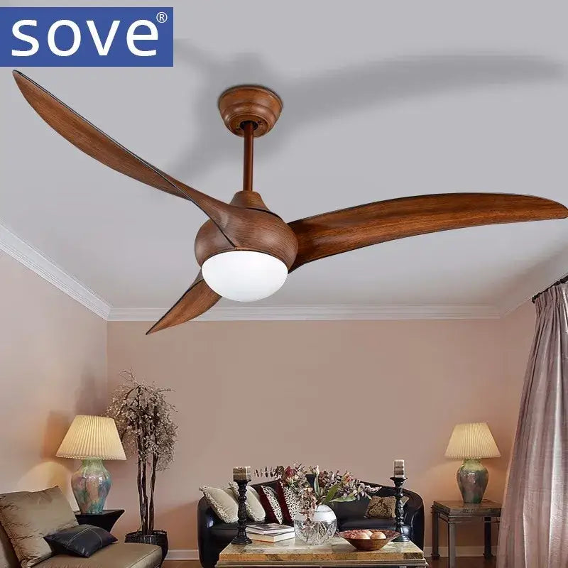 Brown Wood Contemporary LED Ceiling Fan