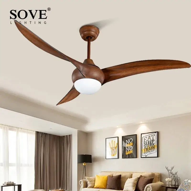 Brown Wood Contemporary LED Ceiling Fan