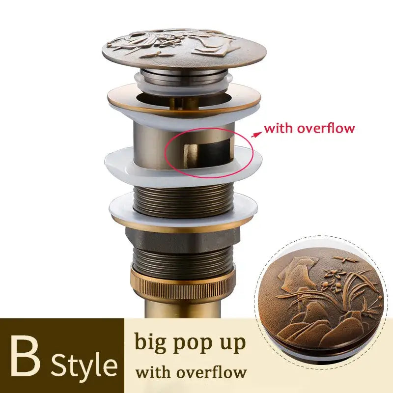 Gold Brass Pop-Up Drain