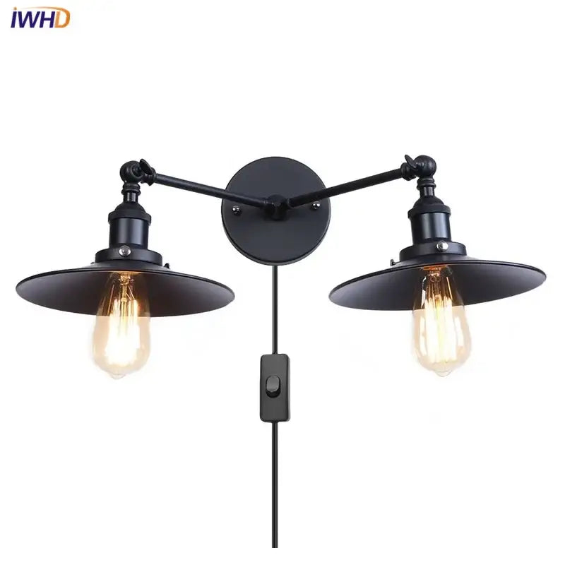 Black 2-Head Wall Lamp