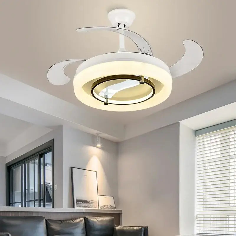 White Retractable Fan Chandelier