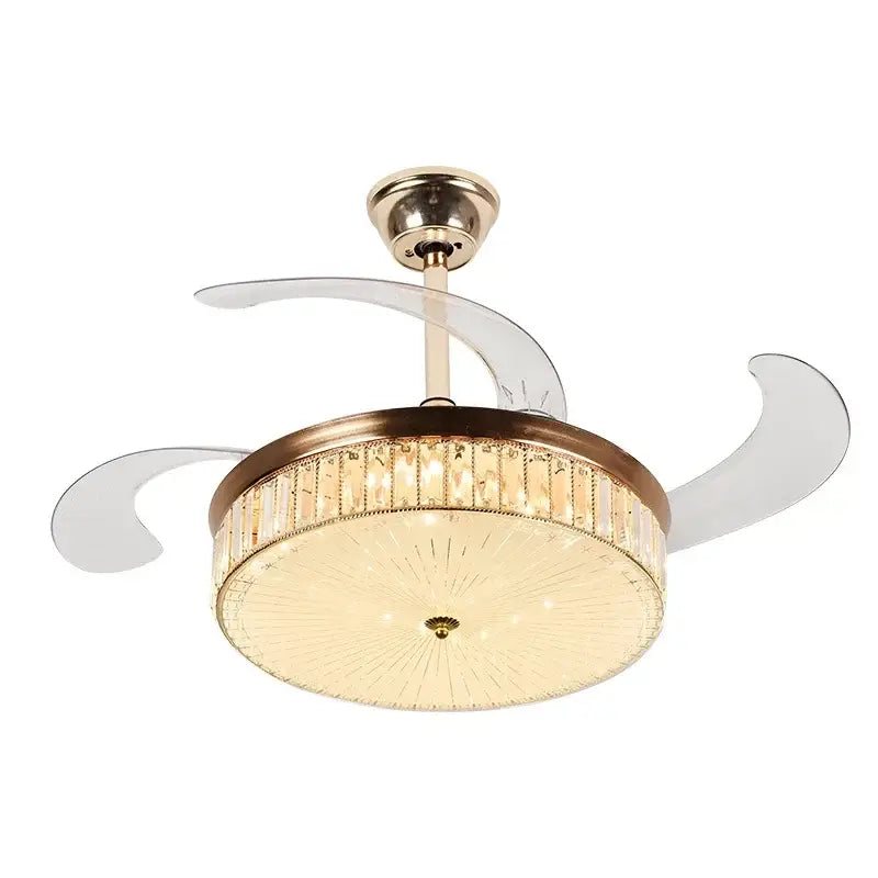 Gold Crystal Retractable Fan