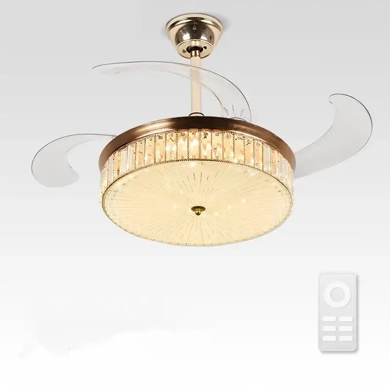 Gold Crystal Retractable Fan
