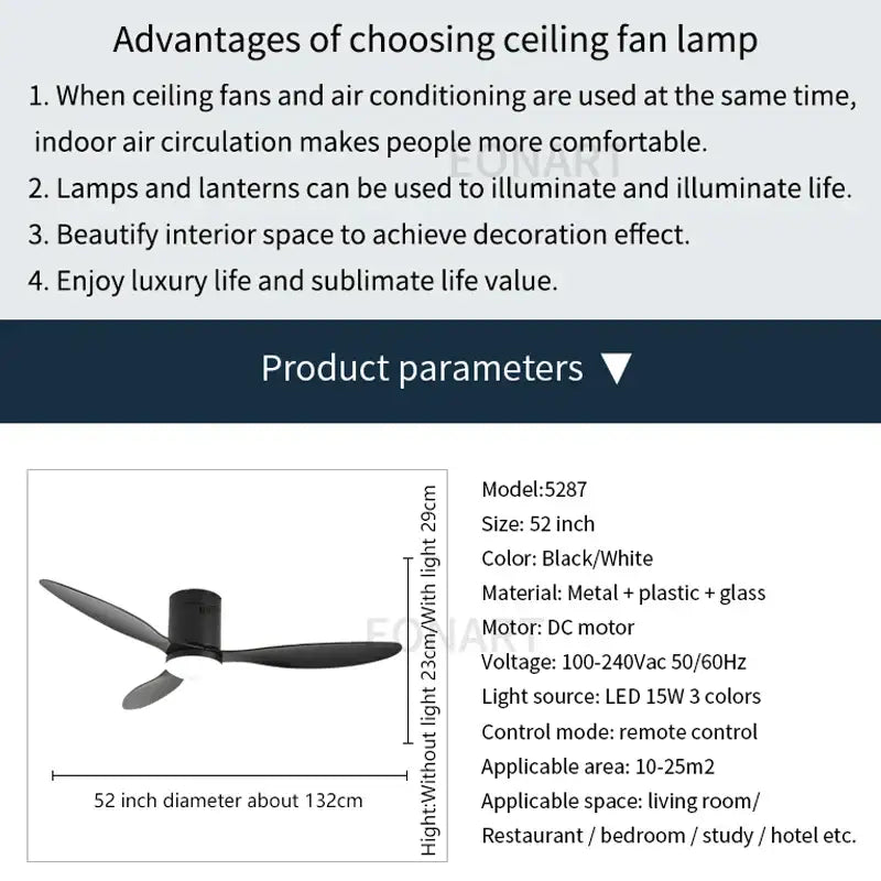 Black DC Ceiling Fan