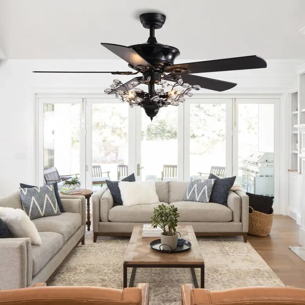 Black Crystal Ceiling Fan