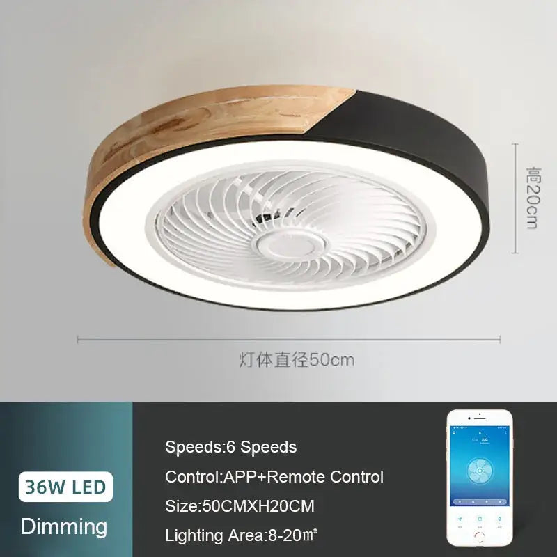 Wood Black Ceiling Fan Light